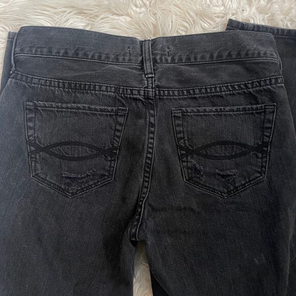 Abercrombie & Fitch Black Destroyed Ripped Baggy Skinny Jeans Size 2 / 26 - Picture 6 of 7